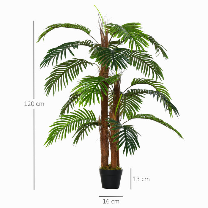 120cm/4FT Artificial Palm Tree Decorative Plant w/ 19 Leaves Nursery Pot Fake Plastic Indoor Outdoor Greenery Home Office D?«cor