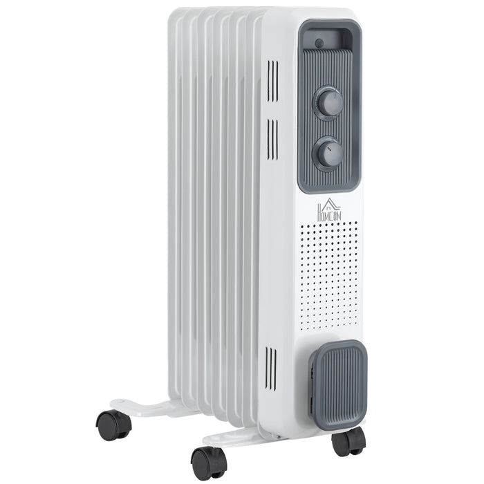 1630W Oil Filled Radiator, Portable Electric Heater w/ Three Modes Adjustable Thermostat Safety switch, White