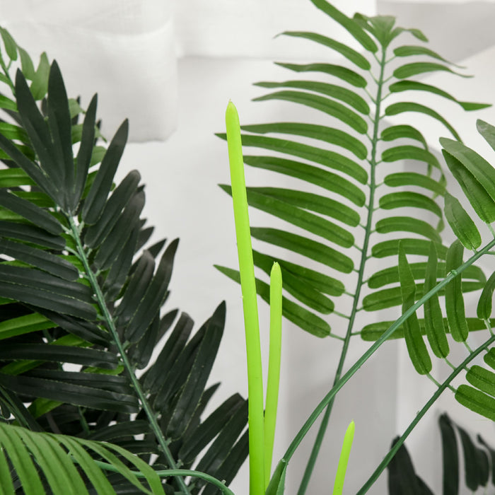 125cm/4FT Artificial Palm Plant Decorative Tree with 18 Leaves Nursery Pot Fake Plastic Indoor Outdoor Home Office D?«cor, Green