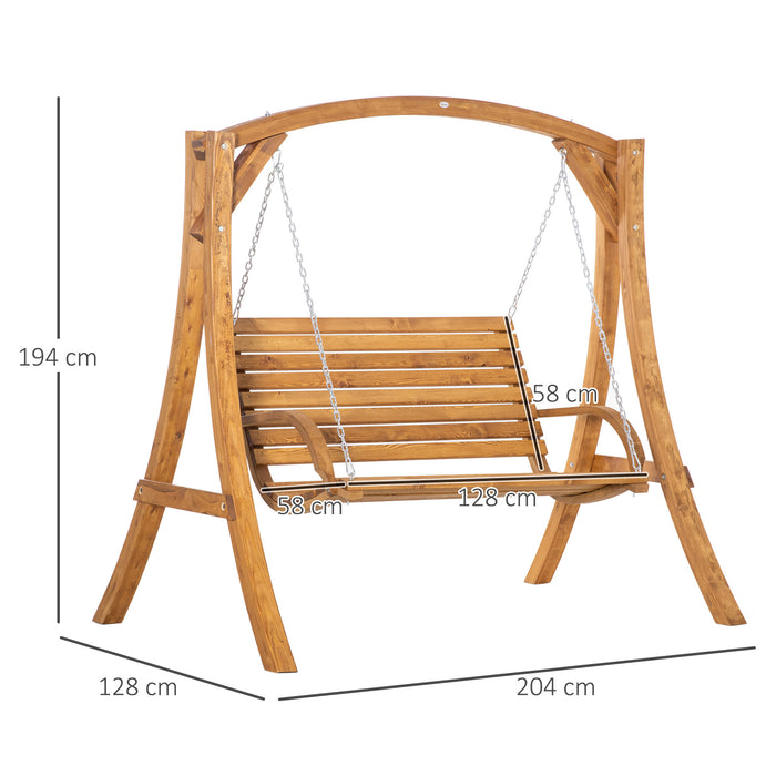 2 Seater Garden Swing Chair, Outdoor Wooden Swing Bench Seat