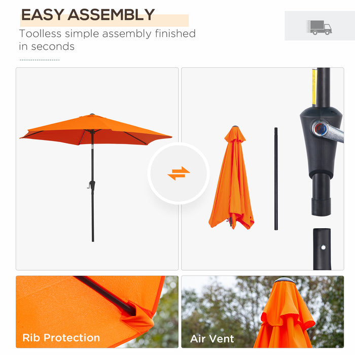 2.7M Patio Tilt Umbrella Sun Parasol Outdoor Garden Sun Shade Aluminium Frame with Crank???Orange???