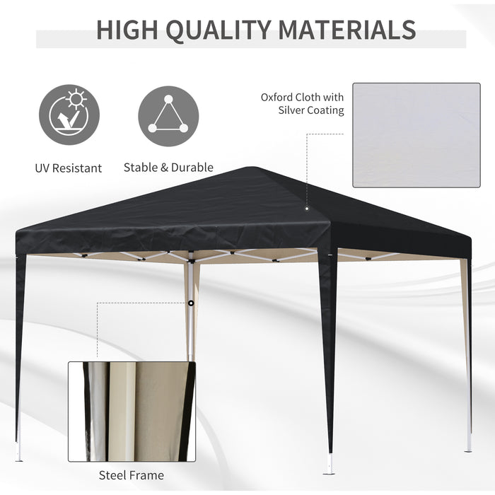 3 x 3 meter Garden Heavy Duty Pop Up Gazebo Marquee Party Tent Folding Wedding Canopy Black UV Protection