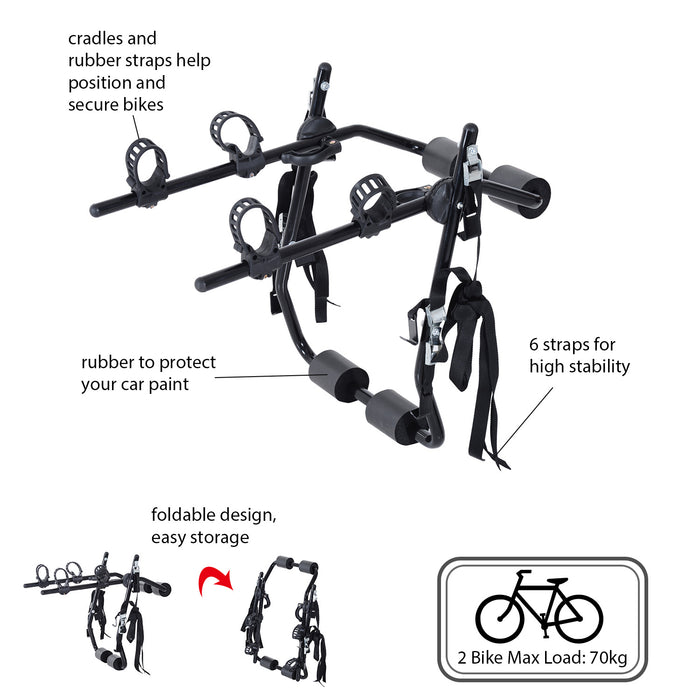 2 Bicycles Car Carrier Rack-Black