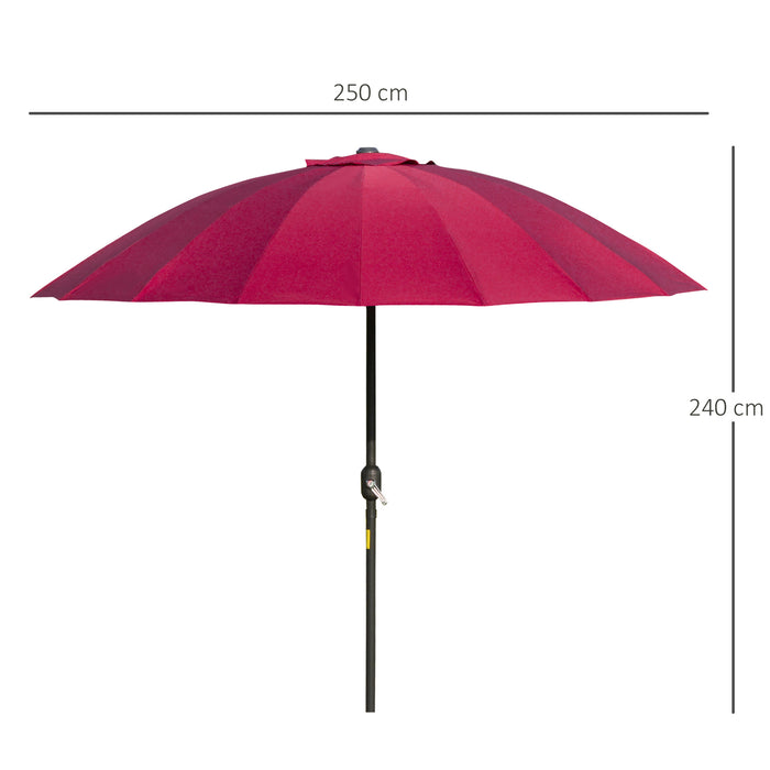 ­±255cm Patio Parasol Umbrella Outdoor Market Table Parasol with Push Button Tilt Crank and Sturdy Ribs for Garden Lawn Backyard Pool Wine Red