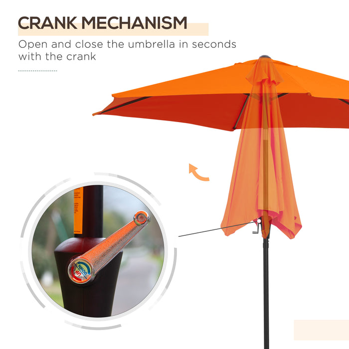 2.7M Patio Tilt Umbrella Sun Parasol Outdoor Garden Sun Shade Aluminium Frame with Crank???Orange???