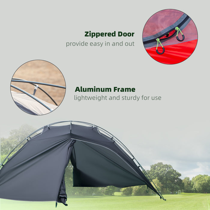 Camping Tent, Compact 2 Man Dome Tent, Waterproof Lightweight Outdoor Tent with Double Layer Doors, Dark Grey