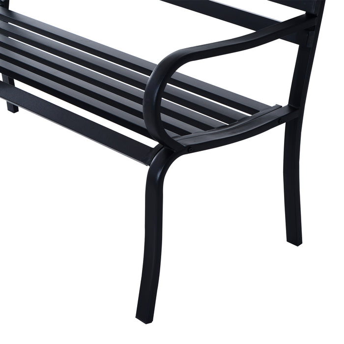 2 Seater Metal Garden Park Bench Porch Chair Furniture Patio Outdoor Park Loveseat Seat Black