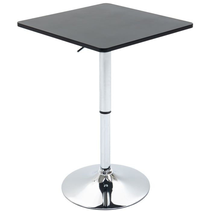 Modern Height Adjustable Counter Bar Table with 360?? Swivel Tabletop and Electroplating Metal Base, Pub Desk, Black and Silver