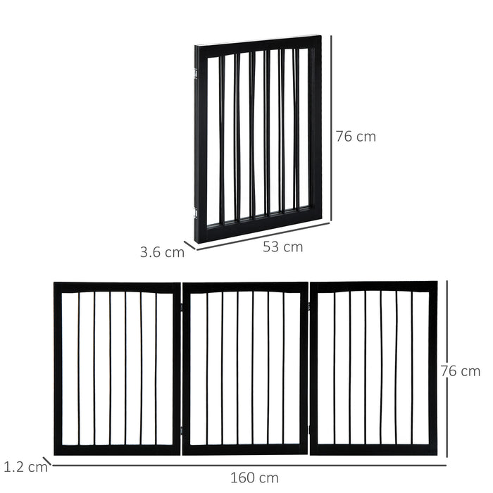 PawHut Folding 3 Panel Pet Gate Wooden Foldable Dog Fence Indoor Free Standing Safety Gate Portable Separation Pet Barrier Guard