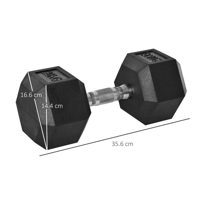 20KG Single Rubber Hex Dumbbell Portable Hand Weights Dumbbell Home Gym Workout Fitness Hand Dumbbell