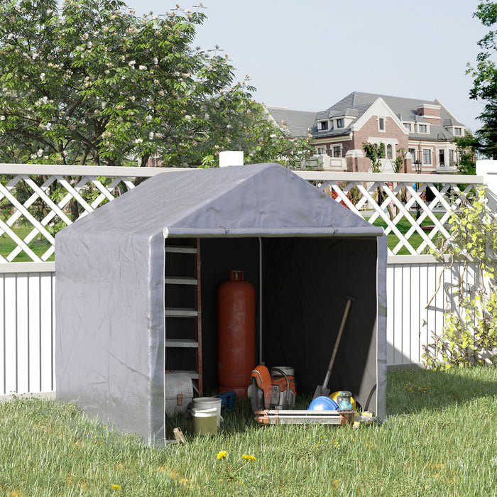 2 x 2m Garden Garage Storage Tent Galvanized Steel Outdoor Carport Gazebo Waterproof UV-Resistant - Grey