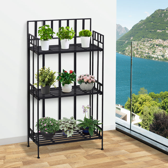 Retro 3-Tier Garden Plant Herb Stand Metal Flower Display Rack Bookshelf Bathroom Shelf