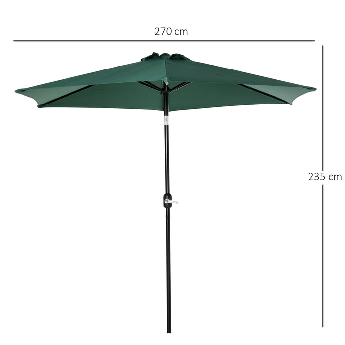 2.7M Tilting Parasol Sun Parasol Outdoor Garden Umbrellas Sun Shade Aluminium Frame with Crank??ÛGreen??Ù