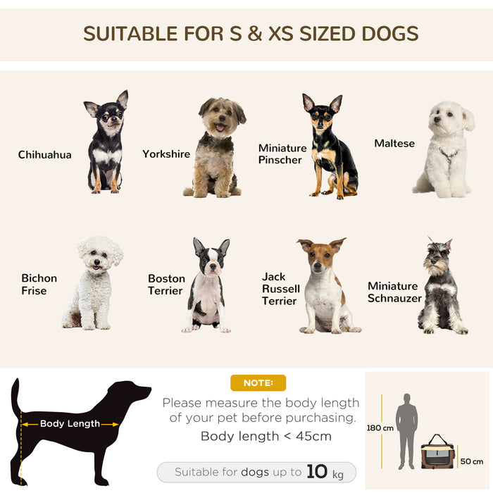PawHut 70cm Foldable Pet Carrier, with Cushion, for Small Dogs and Cats - Brown