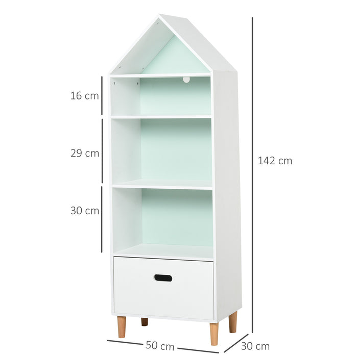 Kids MDF 5-Tier Bookshelf w/ Drawer White/Blue