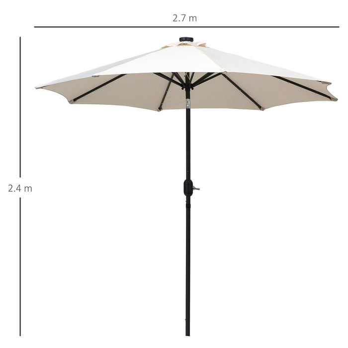 24 LED Solar Powered Parasol Umbrella-Creamy White