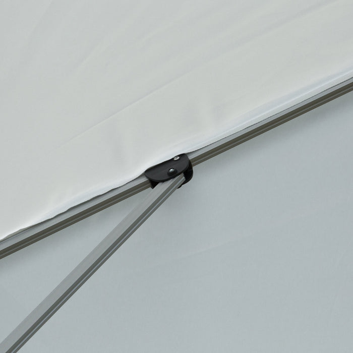 3m Cantilever Roma Parasol Aluminium Frame 360 Rotation Hanging Parasol with/ Cross Base White