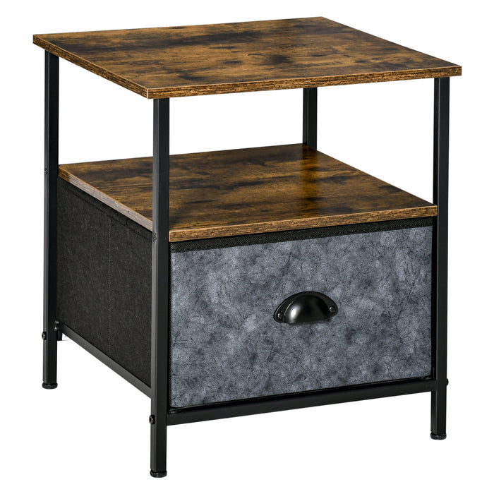 Side Table Industrial End Table Nightstand with Removable Drawer Steel Frame for Living Room Bedroom Entryway Rustic Brown