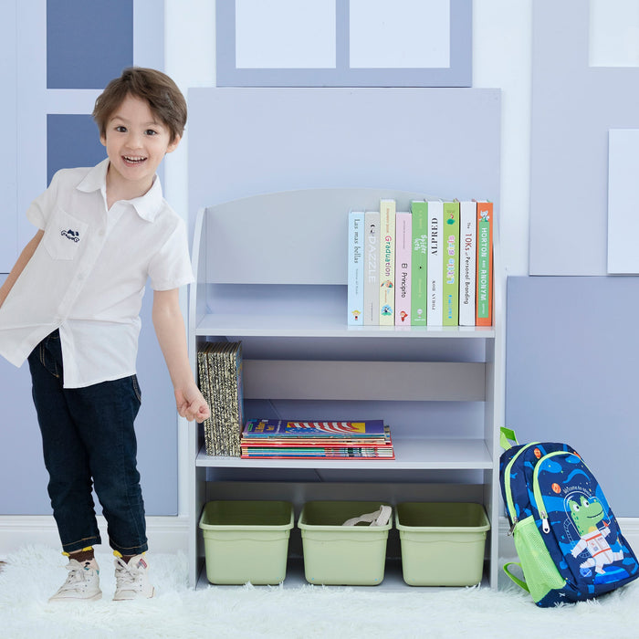 Child Sized Bookcase with 3 Shelves, Gray