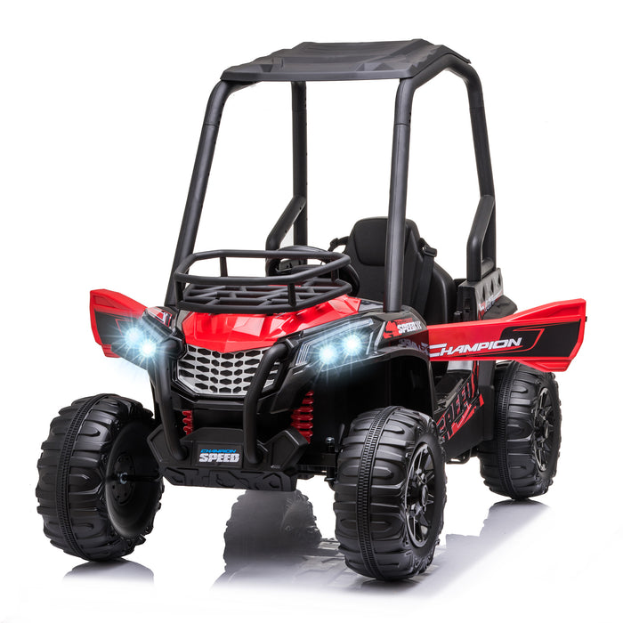 12V Battery-powered Kids Electric Ride On Car Off-road UTV Toy 3-6 km/h with High Roof Parental Remote Control Lights MP3 Suspension Wheels Red