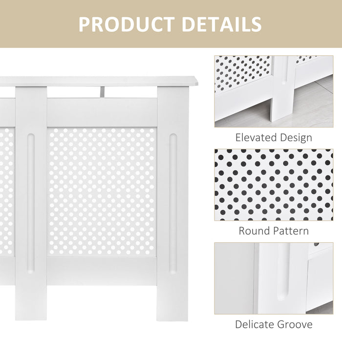 Wooden Radiator Cover Heating Cabinet Modern Home Furniture Grill Style White Painted (Medium)