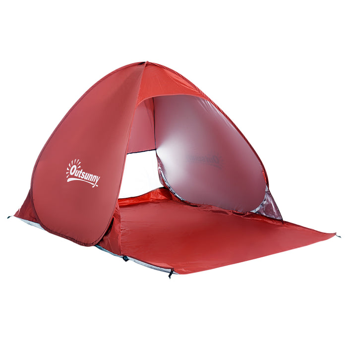 Pop-up Portable Beach Hiking UV Protection Patio Sun Shade Shelter Tent for 2-3 Person-Red