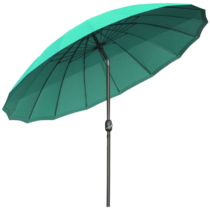 ­±255cm Patio Parasol Umbrella Outdoor Market Table Parasol with Push Button Tilt Crank and Sturdy Ribs for Garden Lawn Backyard Pool Green