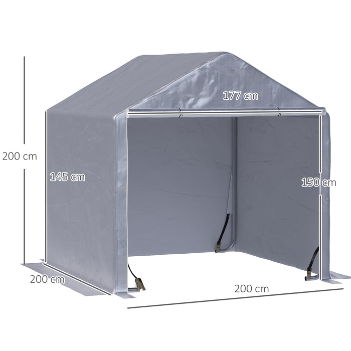 2 x 2m Garden Garage Storage Tent Galvanized Steel Outdoor Carport Gazebo Waterproof UV-Resistant - Grey