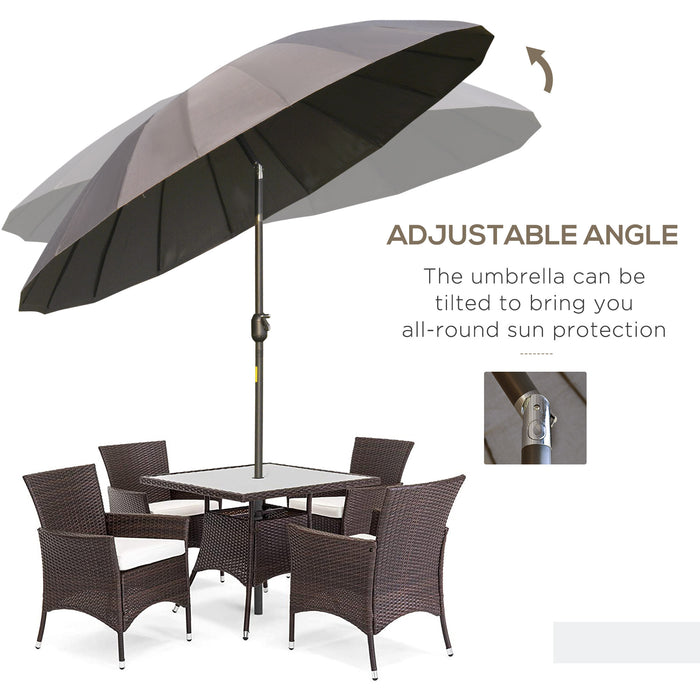 ­±255cm Patio Parasol Umbrella Outdoor Market Table Parasol with Push Button Tilt Crank and Ribs for Garden Lawn Backyard Pool Dark Grey