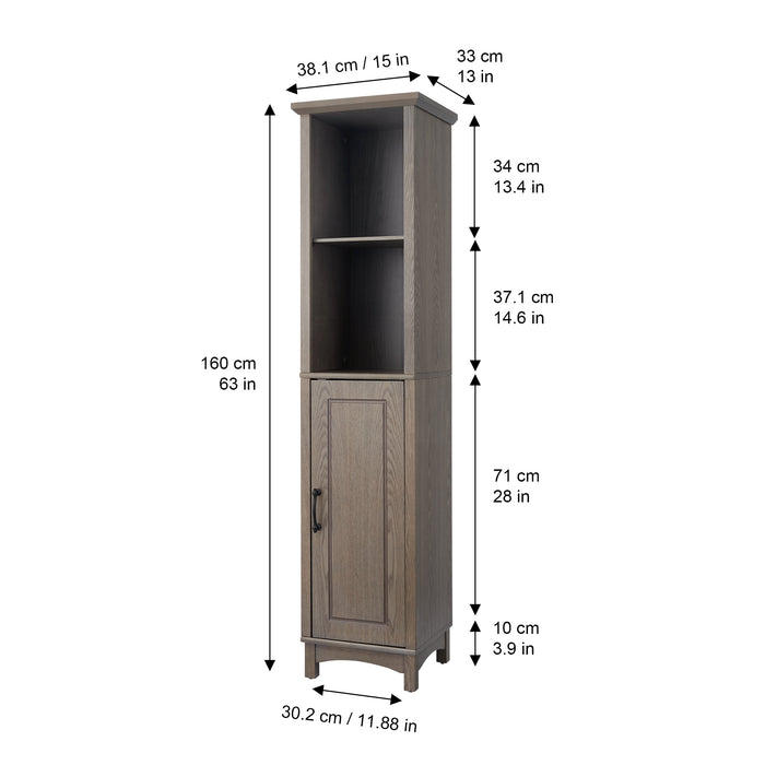 Wooden Tall Linen Tower Storage Cabinet