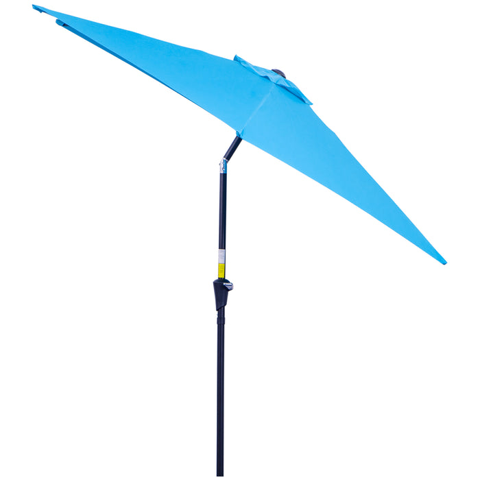 2.7M Patio Tilt Umbrella Sun Parasol Outdoor Garden Sun Shade Aluminium Frame with Crank???Blue???