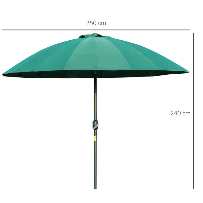 ­±255cm Patio Parasol Umbrella Outdoor Market Table Parasol with Push Button Tilt Crank and Sturdy Ribs for Garden Lawn Backyard Pool Green