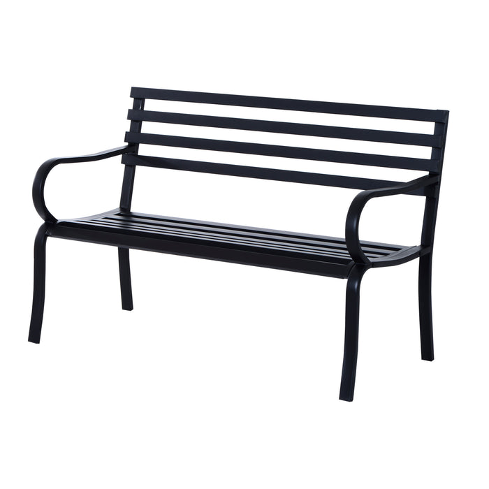 2 Seater Metal Garden Park Bench Porch Chair Furniture Patio Outdoor Park Loveseat Seat Black