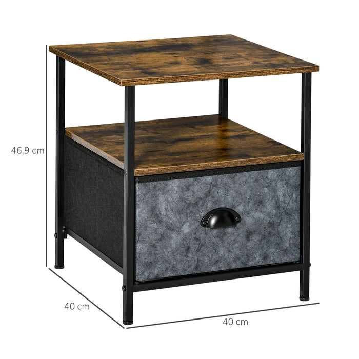 Side Table Industrial End Table Nightstand with Removable Drawer Steel Frame for Living Room Bedroom Entryway Rustic Brown