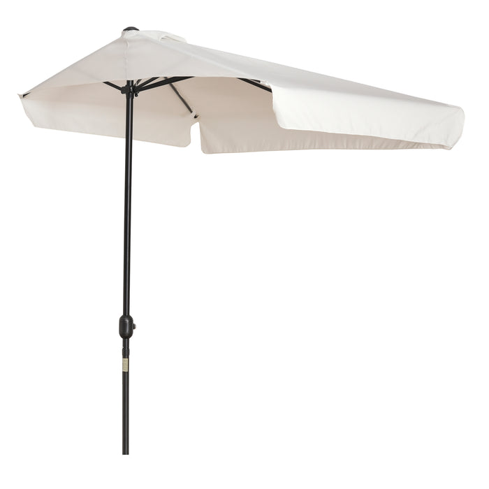 2.3m Half Parasol Semi Round Umbrella Patio Metal Frame Crank Handle for Balcony-- NO BASE INCLUDED, Cream White