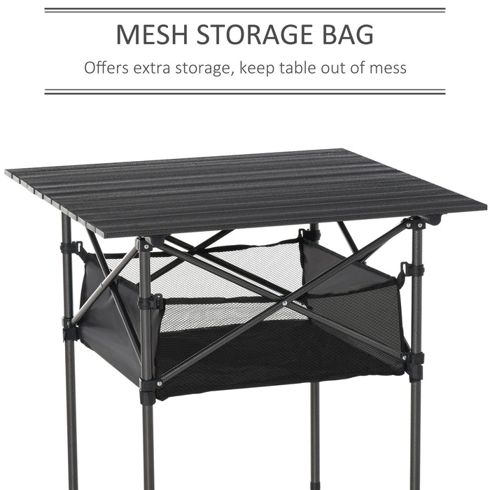 Folding Camping Table with Mesh Storage Bag Lightweight Aluminum Picnic Desk,Roll Up Tabletop with Carring Bag by