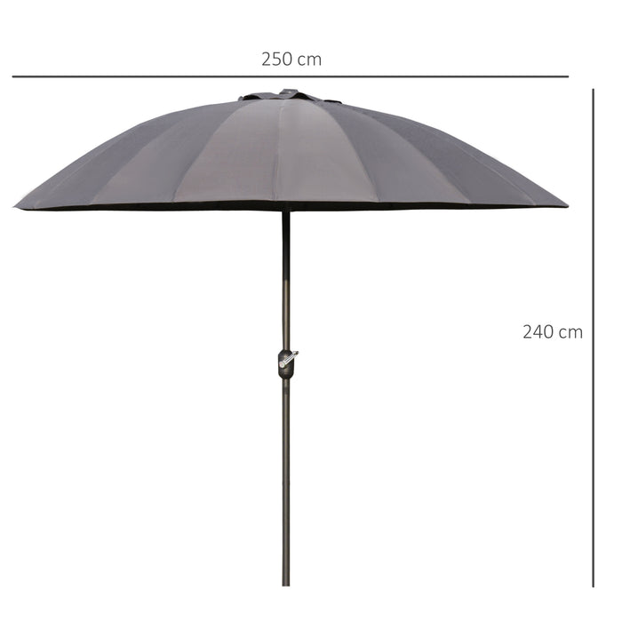 ­±255cm Patio Parasol Umbrella Outdoor Market Table Parasol with Push Button Tilt Crank and Ribs for Garden Lawn Backyard Pool Dark Grey