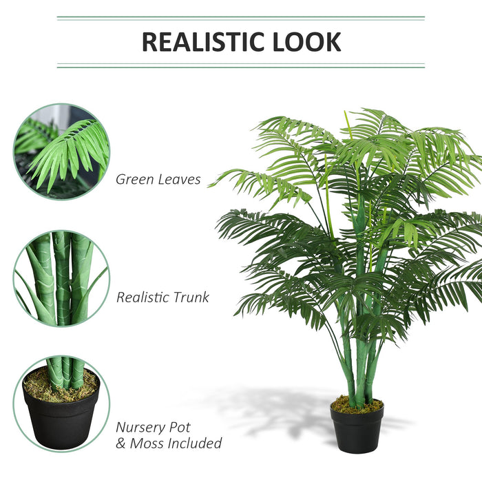 125cm/4FT Artificial Palm Plant Decorative Tree with 18 Leaves Nursery Pot Fake Plastic Indoor Outdoor Home Office D?«cor, Green