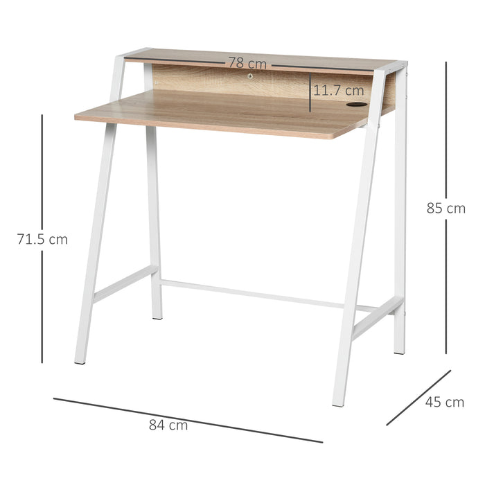 Writing Desk Computer Table Home Office PC Laptop Workstation Storage Shelf Color White and Oak