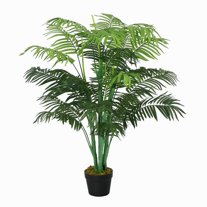 125cm/4FT Artificial Palm Plant Decorative Tree with 18 Leaves Nursery Pot Fake Plastic Indoor Outdoor Home Office D?«cor, Green