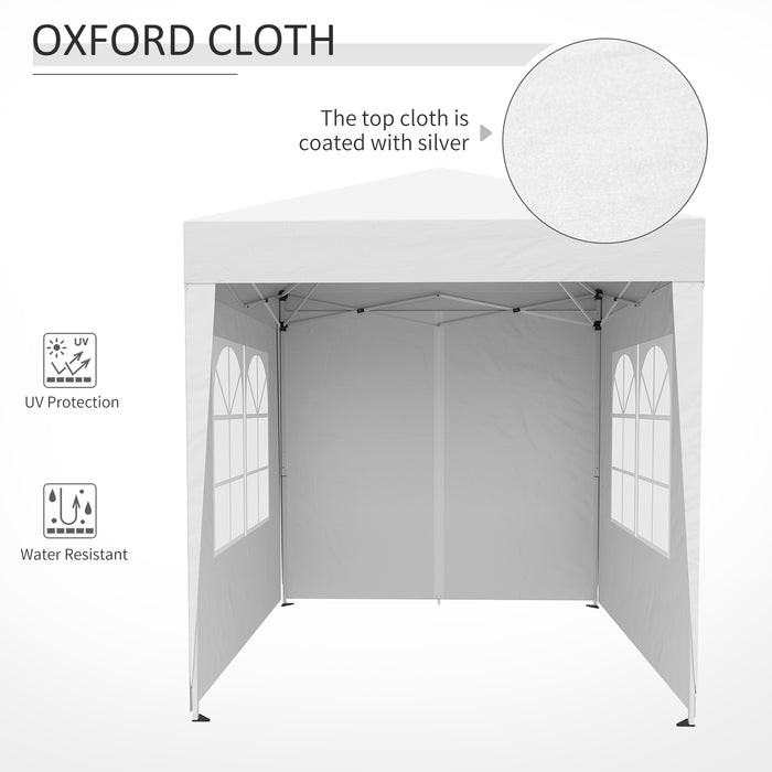 2 x2m Pop Up Gazebo Canopy Party Tent Wedding Awning W/ free Carrying Case White + Removable 2 Walls 2 Windows-White