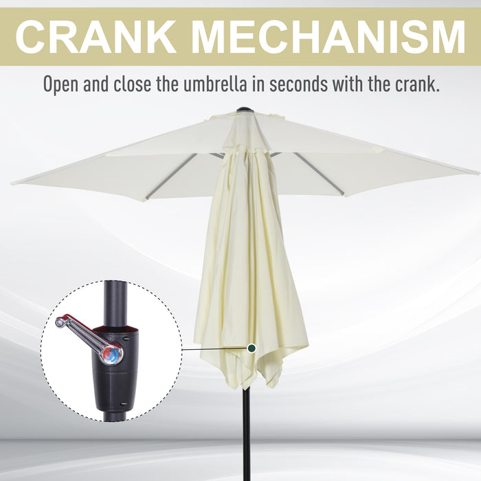 2.7 m Patio Umbrella Sun Shade Tilt Crank Garden Aluminium Frame-Cream White