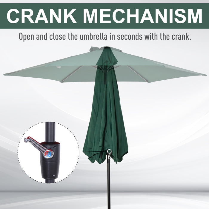 2.7M Tilting Parasol Sun Parasol Outdoor Garden Umbrellas Sun Shade Aluminium Frame with Crank??ÛGreen??Ù