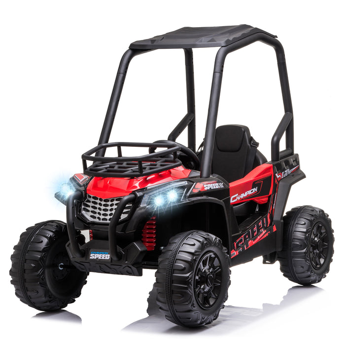 12V Battery-powered Kids Electric Ride On Car Off-road UTV Toy 3-6 km/h with High Roof Parental Remote Control Lights MP3 Suspension Wheels Red