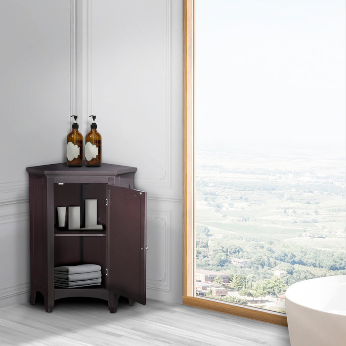 Wooden Corner Cabinet Wall Unit Brown