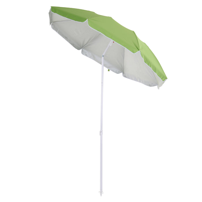 1.7m x 2m Tilted Steel Frame Beach Parasol Green