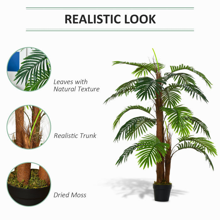 120cm/4FT Artificial Palm Tree Decorative Plant w/ 19 Leaves Nursery Pot Fake Plastic Indoor Outdoor Greenery Home Office D?«cor