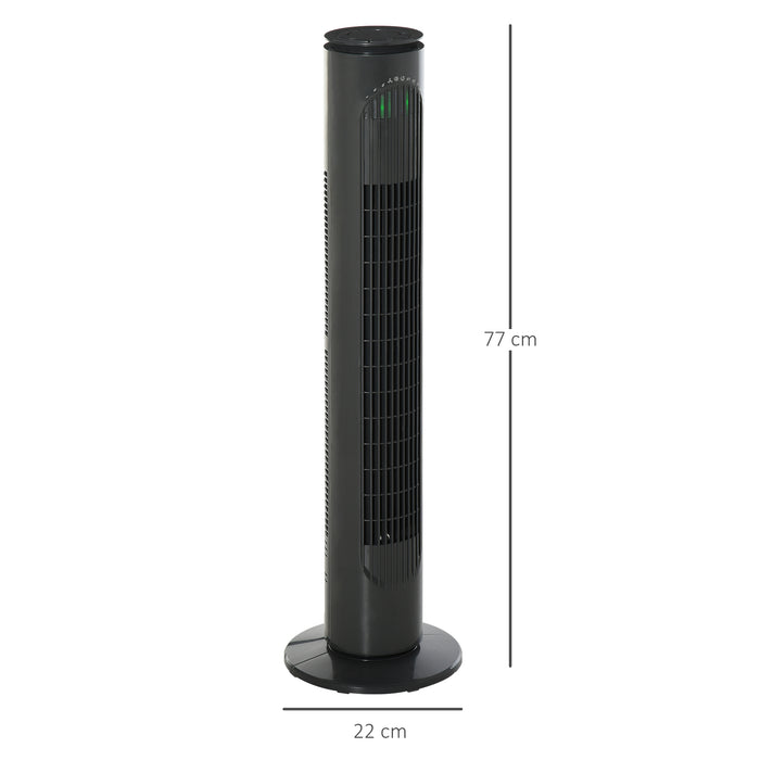 30'' Freestanding Tower Fan, 3 Speed 3 Mode, 10h Timer, 70 Degree Oscillation, LED Light, 5M Remote Controller, Dark Grey