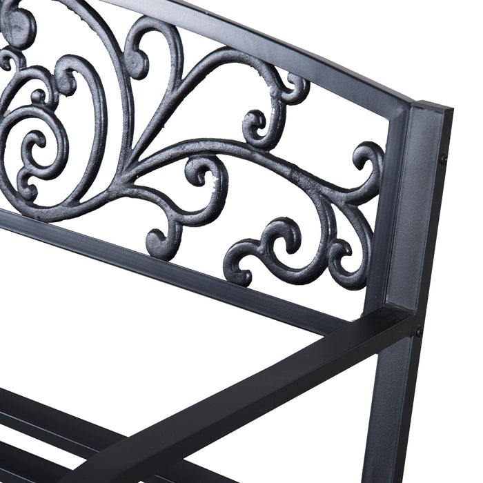 2 Seater Metal Garden Park Bench Porch Outdoor Furniture Patio Chair Seat Black