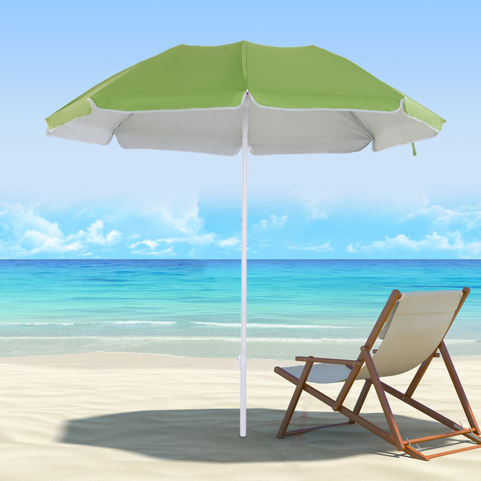 1.7m x 2m Tilted Steel Frame Beach Parasol Green